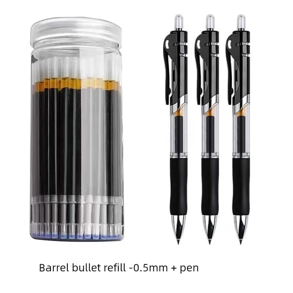 Siyah K35 0.5mm Jel Kalem - 20 Kalem + 50 Yedekli Fıçı