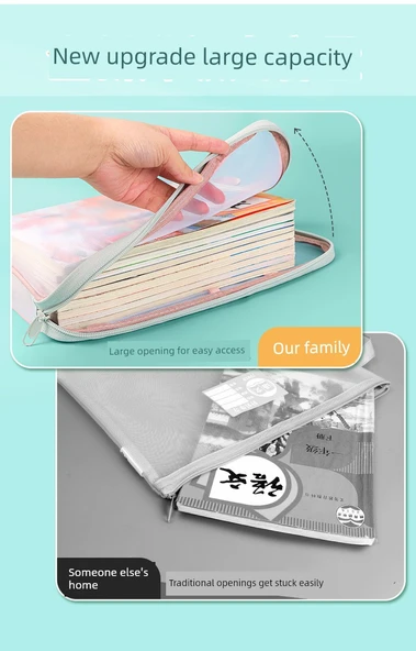 L Tipi Geniş Ağızlı Konu Sıralama Çantası - Pembe Mavi Yeşil Mor 4 Paket - 12