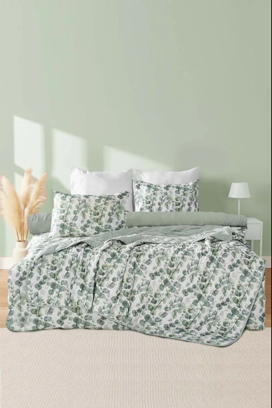 Rivaİstanbul Okaliptus Çift Kişilik Nevresimli Pike Takımı - 7 Parça Çeyiz Seti ürün görseli 1