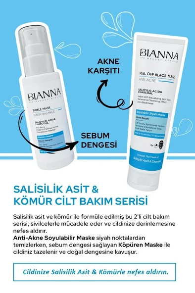 Bianna Anti Acne Akne Karşıtı Soyulabilir Maske Salisilk Asit & Kömür 100 ML - 4