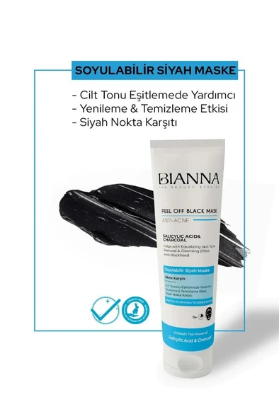 Bianna Anti Acne Akne Karşıtı Soyulabilir Maske Salisilk Asit & Kömür 100 ML - 2