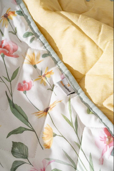 Rivaİstanbul Botanical Çift Kişilik Nevresimli Pike Takımı - 7 Parça Çeyiz Seti - Resim 6