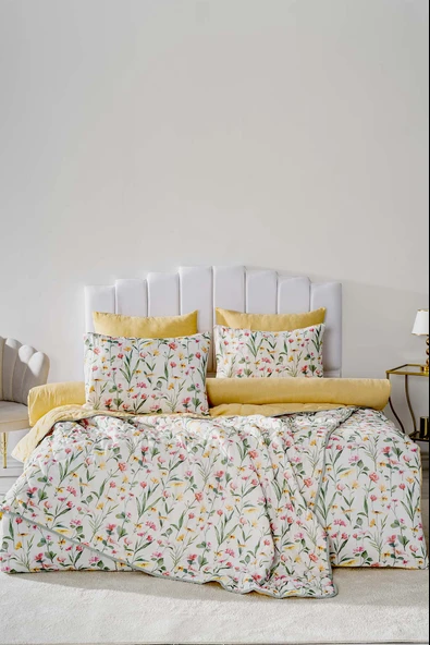 Rivaİstanbul Botanical Çift Kişilik Nevresimli Pike Takımı - 7 Parça Çeyiz Seti - Resim 2