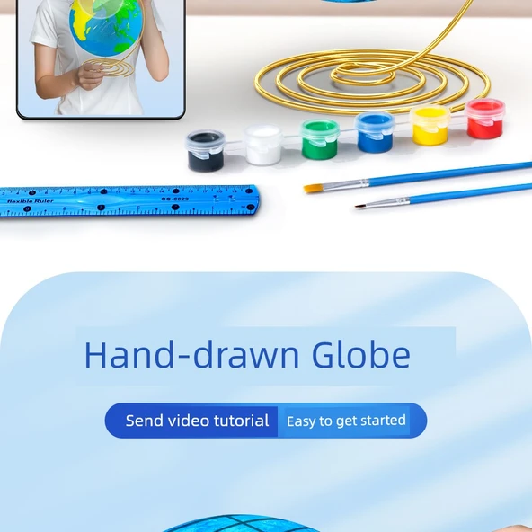 DIY Dünya Küresi Kiti - Geliştirilmiş Lüks Versiyon + Renk Diski - 1 Paket - 20cm - Resim 8