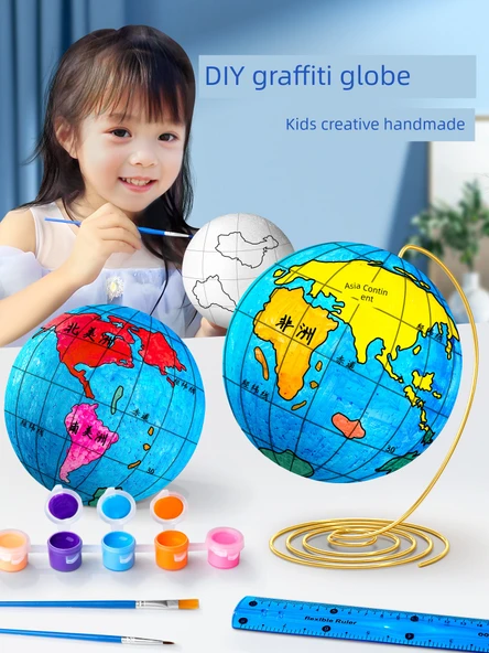 DIY Dünya Küresi Kiti - Geliştirilmiş Lüks Versiyon + Renk Diski - 1 Paket - 12cm - 2