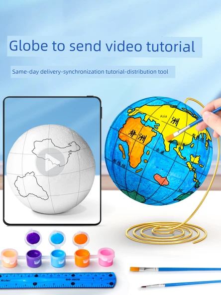 DIY Dünya Küresi Kiti - Geliştirilmiş Lüks Versiyon + Renk Diski - 1 Paket - 20cm - Resim 3