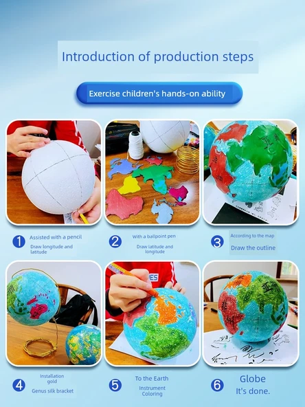 DIY Dünya Küresi Kiti - Geliştirilmiş Lüks Versiyon + Renk Diski - 1 Paket - 20cm - Resim 5