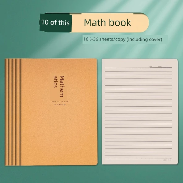 16K Matematik Defteri - 10 Kitap (Yatay Çizgi)