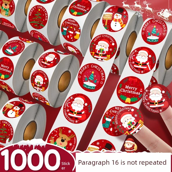 Noel Süsleme Çıkartmaları - Tavsiye Edilen - Kar Tanesi + Kırmızı/1 Paket/1000 Çıkartma - 5