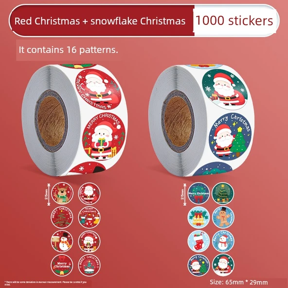 Noel Süsleme Çıkartmaları - Geliştirilmiş Yapışkanlık - Kar Tanesi + Kırmızı/1 Paket/1000 Yapıştır - 6