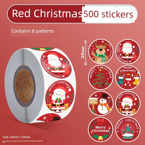 Noel Süsleme Çıkartmaları - Geliştirilmiş Viskozite - Kırmızı/1 Paket/500 Yapıştır