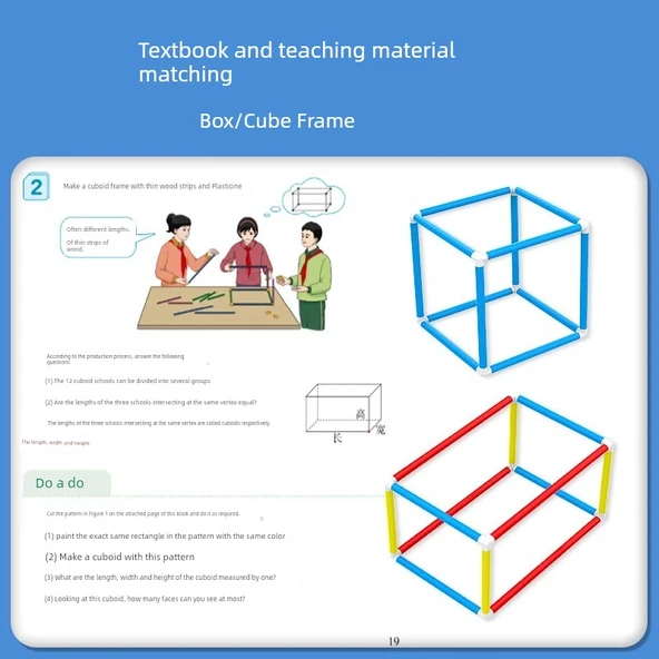 Matematik Öğretim Araçları - [Manyetik] Yüzey Alanı Genişletme + Küp Dikdörtgen Metal Çerçeve - 3