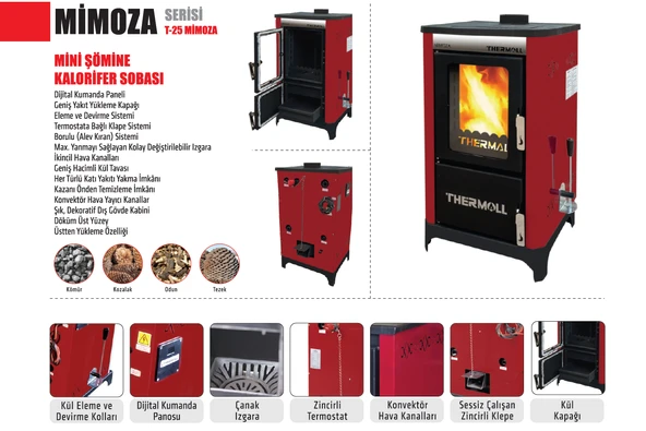 THERMALL T-25 MİMOZA Mini Şömineli Kalorifer Kazanı (25.000 kcal/h - 290 kW)(Pompa İmb. Deposu DAHİL) - 5