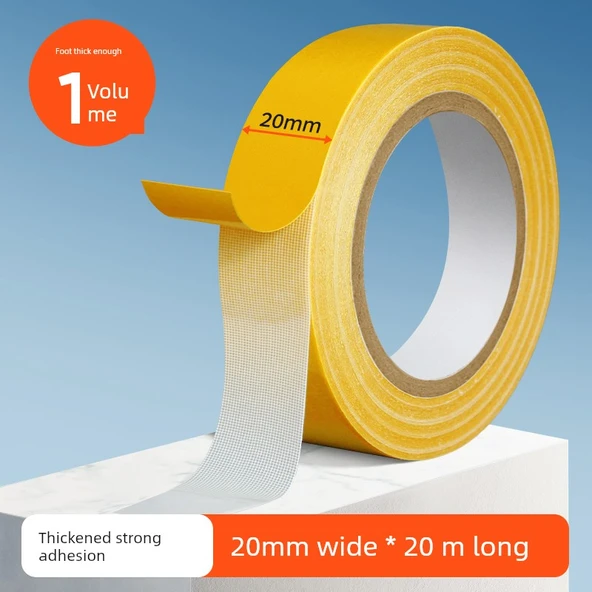 Kumaş Tabanlı Çift Taraflı Bant - 20mm x 20m - 1 Rulo
