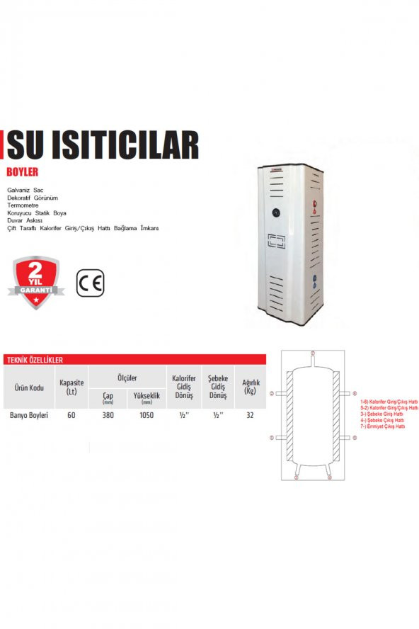 THERMALL T-60 BYLBAN Su Isıtıcı Askılı Banyo Boyleri (Ücretsiz Kargo) - 4