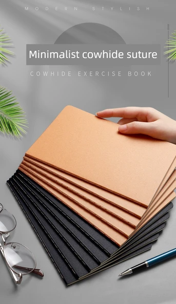 Retro Kraft Kağıt Defter A5 Minimalist Sığır Derisi Çizgili - 1 Adet - 7