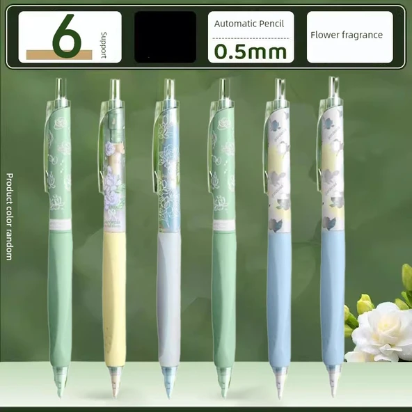 Bahçe Çiçeği Kokulu Mekanik Kalem - 0.5mm - 6 Adet - Rastgele Desen