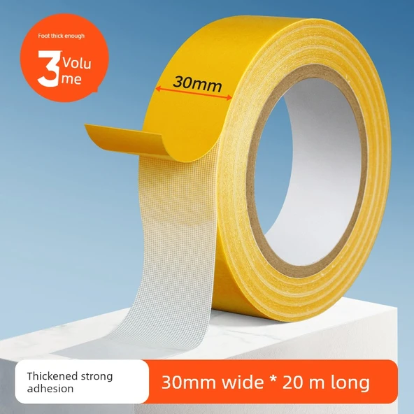 Kumaş Tabanlı Çift Taraflı Bant - 30mm x 20m - 3 Rulo