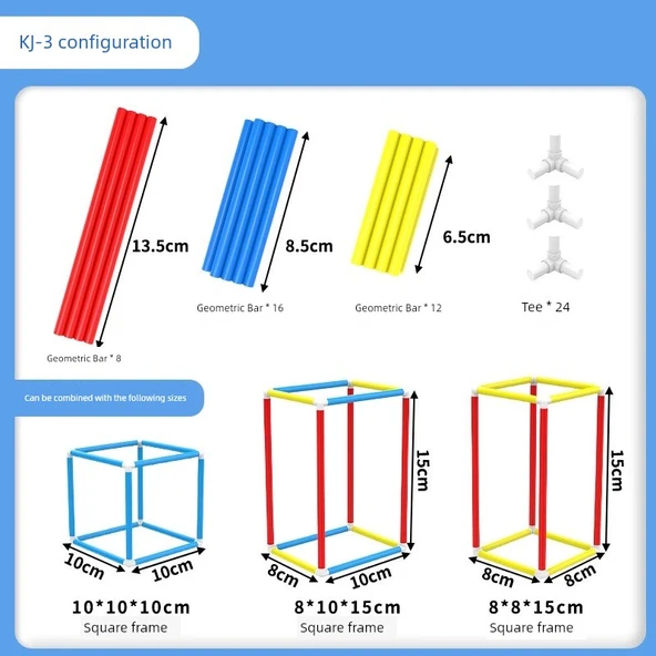 Matematik Öğretim Araçları - 11 Çeşit Küp + 54 Çeşit Dikdörtgen (Silinebilir Kalem + Yapışkan Bant ile) - 4