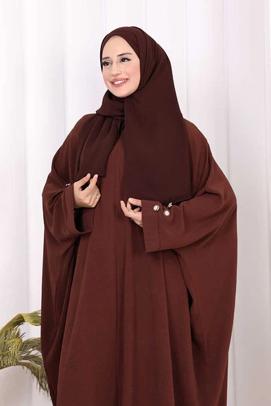 Kol Düğme Detaylı Tunik Pantolon İkili Takım 8688 Kahverengi - Resim 5