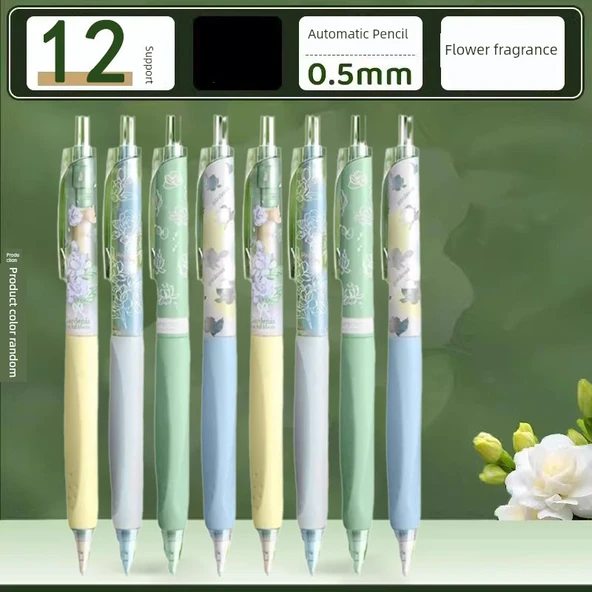 Bahçe Çiçeği Kokulu Mekanik Kalem - 0.5mm - 12 Adet - Rastgele Desen
