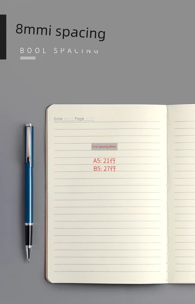Retro Kraft Kağıt Defter B5 Basit Siyah Kart Çizgili - 5 Adet - 12