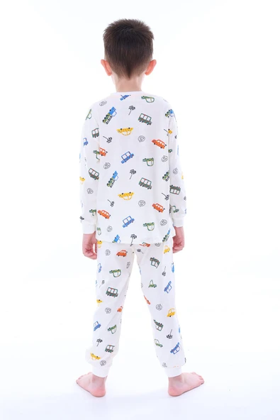 Mavi Traktör Desenli Erkek Çocuk Pijama Takımı - 8