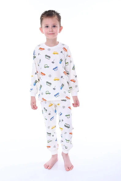 Mavi Traktör Desenli Erkek Çocuk Pijama Takımı - 4