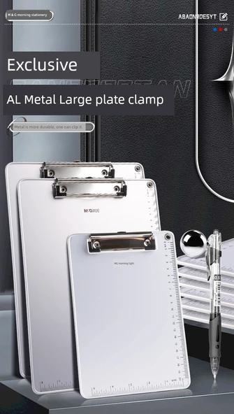 A4 Alüminyum Alaşımlı Düz Klips - 2 Paket ve 5 Kalem - 8
