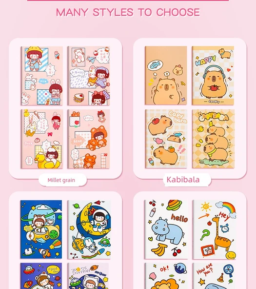 Karikatürlü Taşınabilir Defter A7 - Matcha Quack - 10 Adet - 9