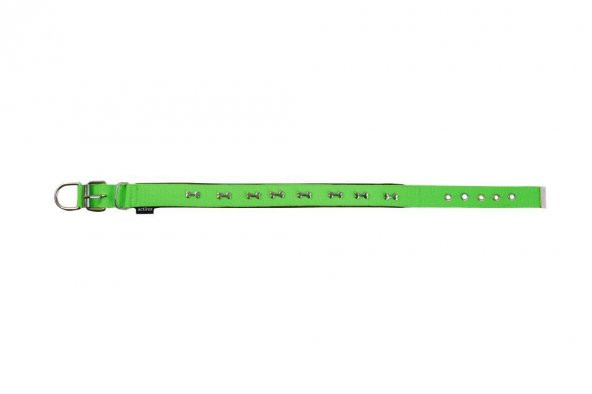 Actirex Neon Yumuşak Doku Kemik Desenli Köpek Boyun Tasma Green Small 2cmx40cm - 2
