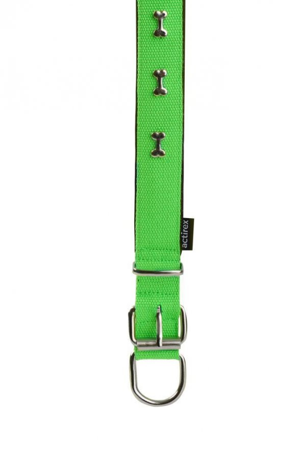 Actirex Neon Yumuşak Doku Kemik Desenli Köpek Boyun Tasma Green Small 2cmx40cm - 3