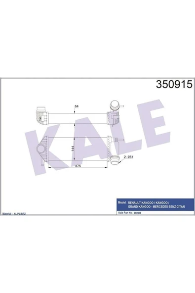 Kale 350915 Turbo Radyatoru Intercool Kangoo/ Kangoo/grand Kangoo - Mercedes Cıtan ürün görseli 1