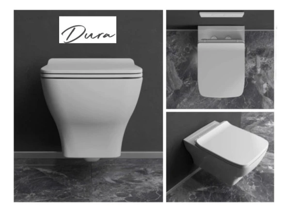 Dura Petra Rimles Asma Klozet Kanalsız Ve Duroplast Yavaş Kapanır Kapak - 3