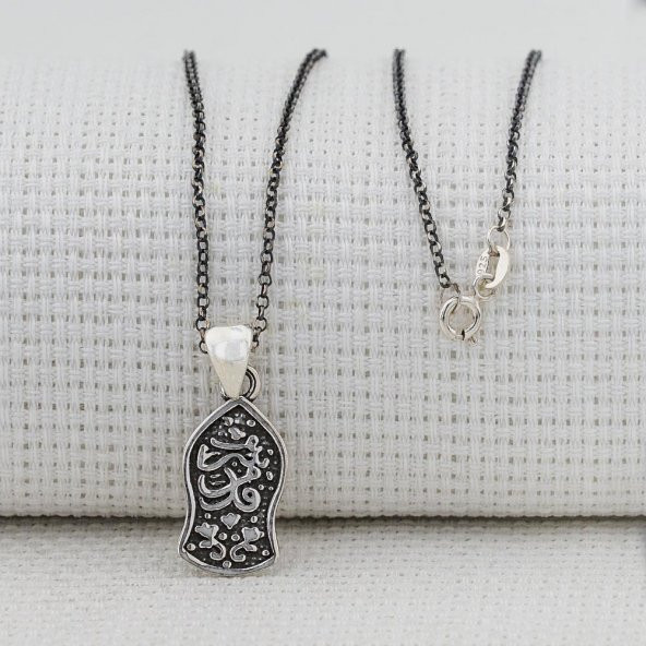 Nalı Şerif 925 Ayar Gümüş Bayan Kolye - Resim 3