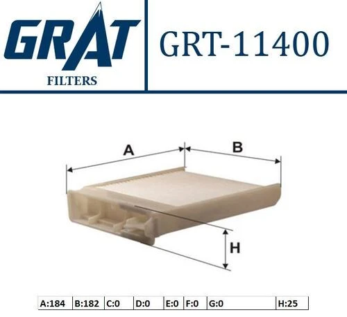 Grat 11400  Polen Filtresi CLIO III Modus Twingo / Logan Sandero Duster / Micra K12 03- Note 07- ürün görseli 1