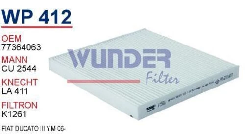 Wunder WP412 Polen Filtresi Ducato III / Boxer III / Jumper III 06- Cu2544 ürün görseli 1