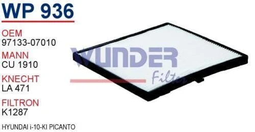 Wunder WP936 Polen Filtresi Hyundai İ-10-Kia Picanto