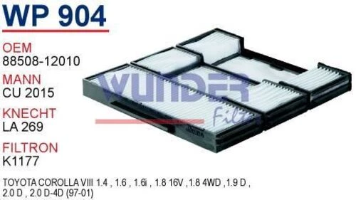 Wunder WP904 Wp904 Polen Filtresi - Toyota Corolla Uyumlu (Katlanir) 540124929 - 1