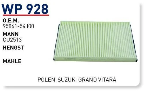 Wunder WP928 Polen Filtresi Suzuki Grand Vitara