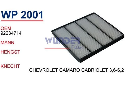Wunder WP2001 Polen Filtresi Chevrolet Camaro Cabriolet 3,6-6,2