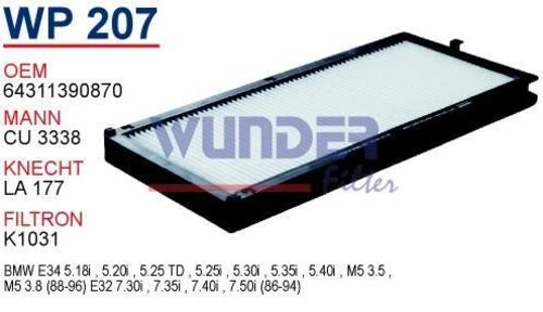 Wunder WP207 Polen Filtresi Bmw 5 E34 89-96 Bmw 7 E32 - 1