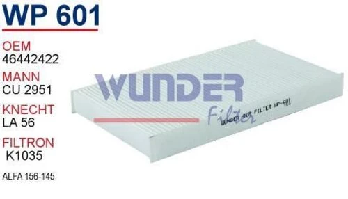Wunder WP601 Wp601 Polen Filtresi - Fiat Brava - Bravo - Marea 95 540125202 - 1