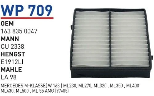 Wunder WP709 Polen Filtresi Mercedes 163 Kasa Ml 320 - Ml 230 - Ml 430