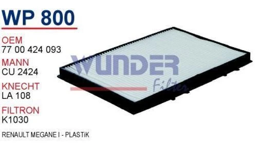 Wunder WP800 Polen Filtresi Megane I 96-03 Ac Plastik
