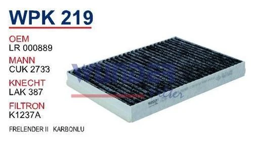 Wunder WPK219 Polen Filtresi Frelender II Karbonlu Polen Filtresi ürün görseli 1