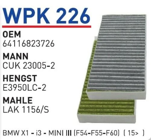 Wunder WPK226 Polen Filtresi X1