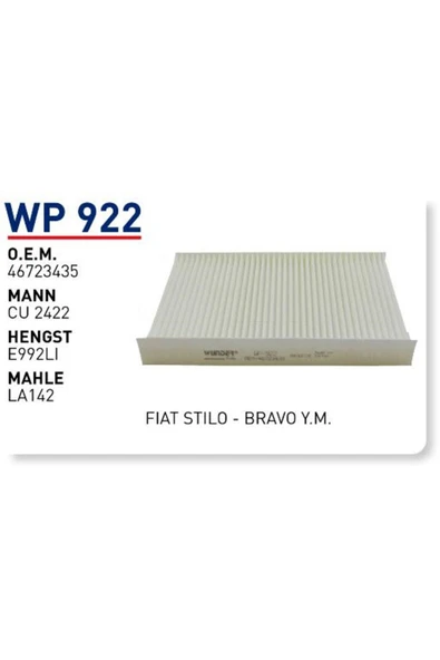 Wunder WP922 Wp922 Polen Filtresi - Fiat Stilo - Bravo ürün görseli 1