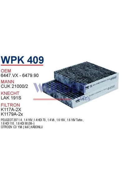 Wunder WPK409 POLEN  FİLTRESİ - PEUGEOT 207 (iKiLi) - 1