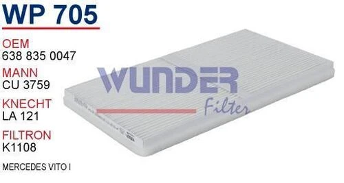 Wunder WP705 Wp705 Polen Filtresi - Mercedes Vito I 540125129
